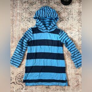Lands end girls tunic length striped hooded sweatshirt size 5-6